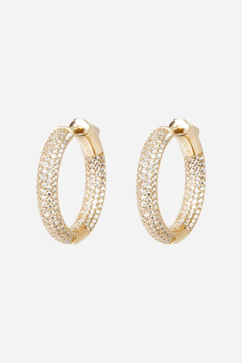 Nickho Rey Mini Tire Hoops In Gold & Clear Crystals 1