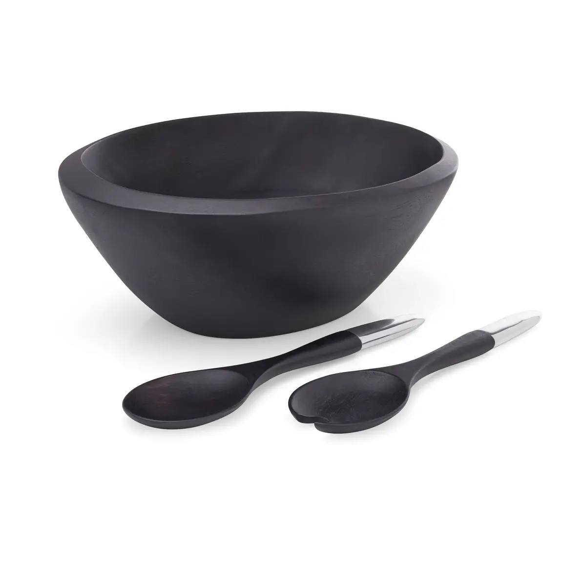 Nambe Noir Salad Bowl With Servers 1
