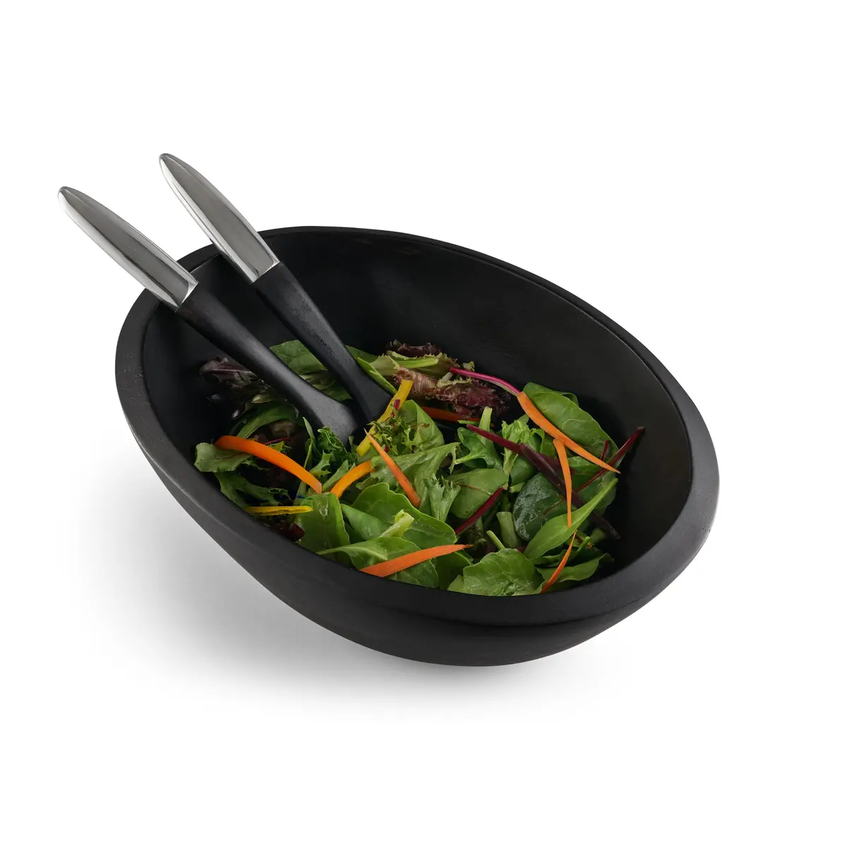 Nambe Noir Salad Bowl With Servers 2