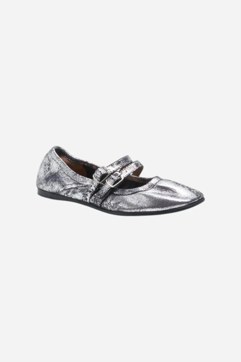 Free People Shoes Gemini Ballet Flat In Silver Distressed 1