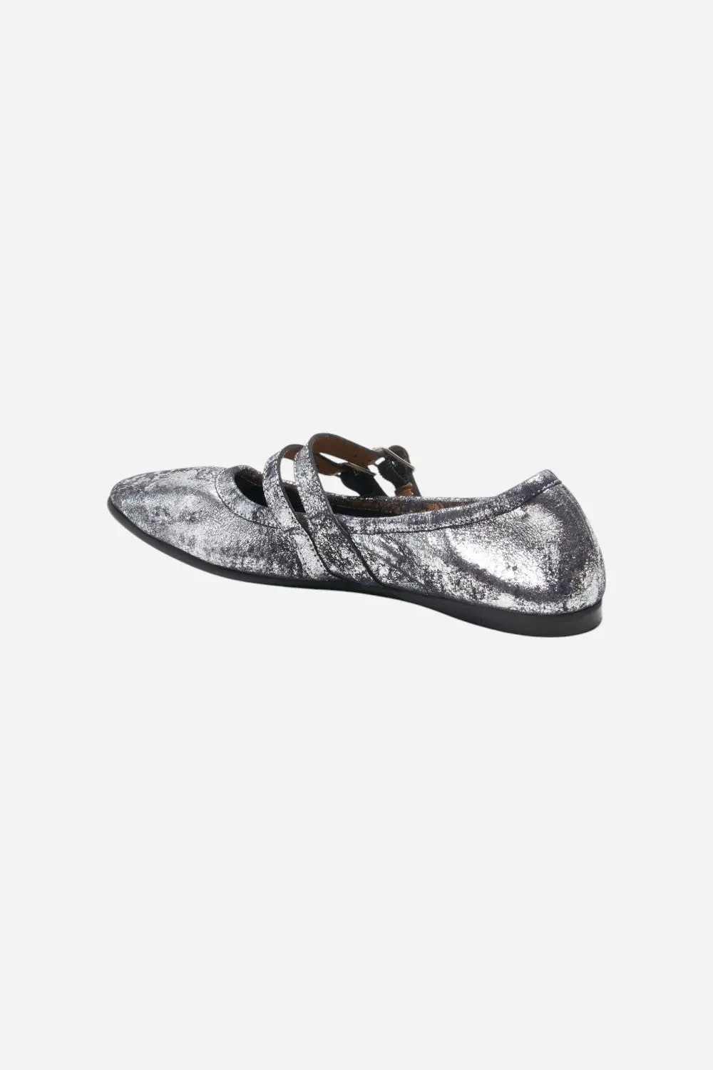 Free People Shoes Gemini Ballet Flat In Silver Distressed 3