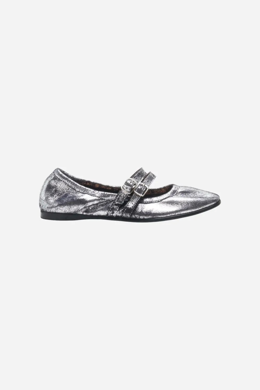 Free People Shoes Gemini Ballet Flat In Silver Distressed 2