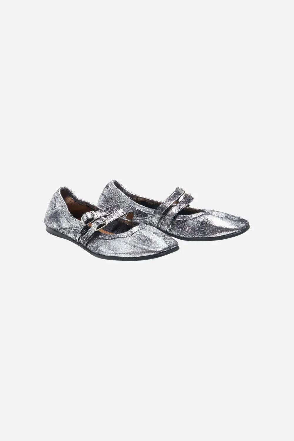 Free People Shoes Gemini Ballet Flat In Silver Distressed 6