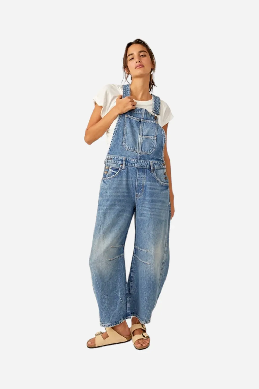 Free People Good Luck Barrel Overall In Ultra Light Beam 1