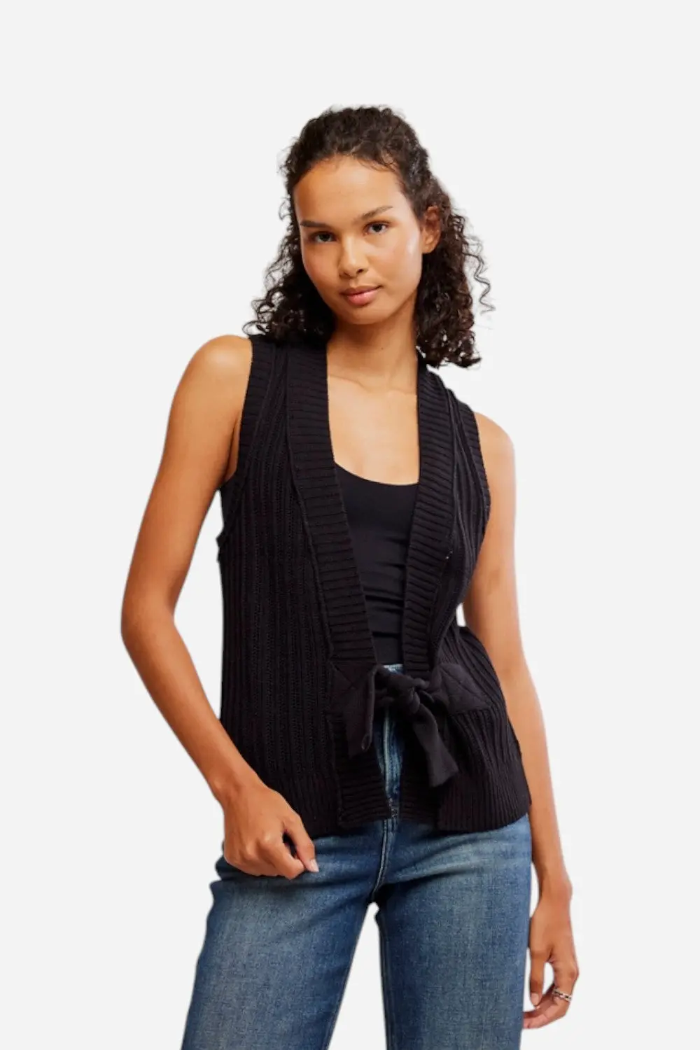 Free People Selma Vest In Black 1