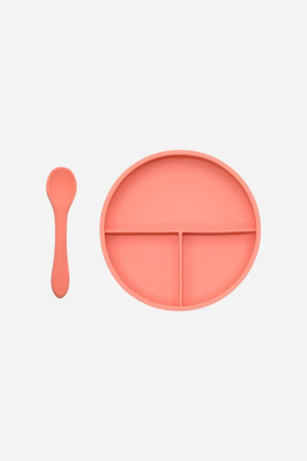 Ob Designs Suction Divider Plate & Spoon Set In Guava 1