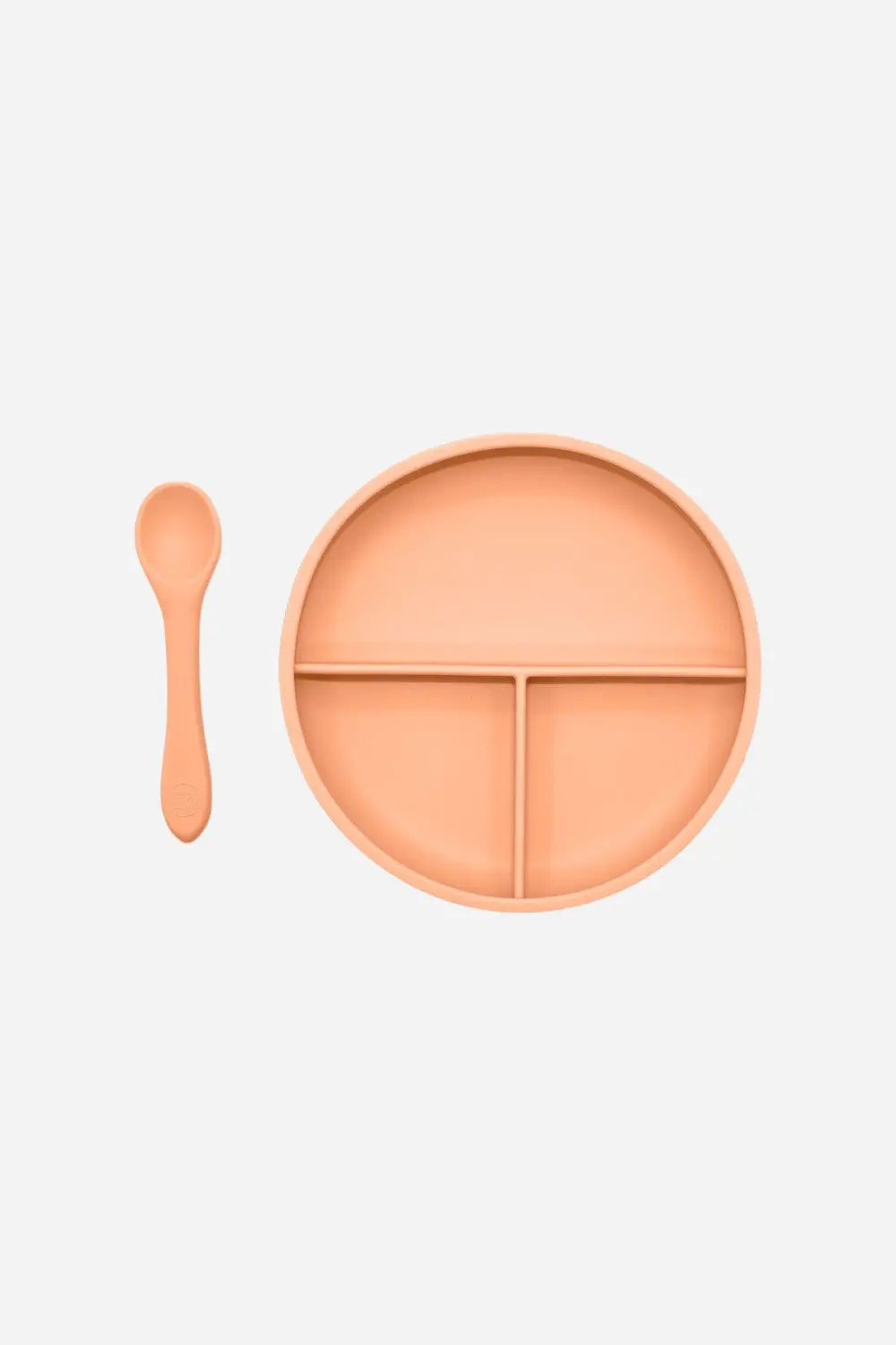 Ob Designs Suction Divider Plate & Spoon Set In Peach 1