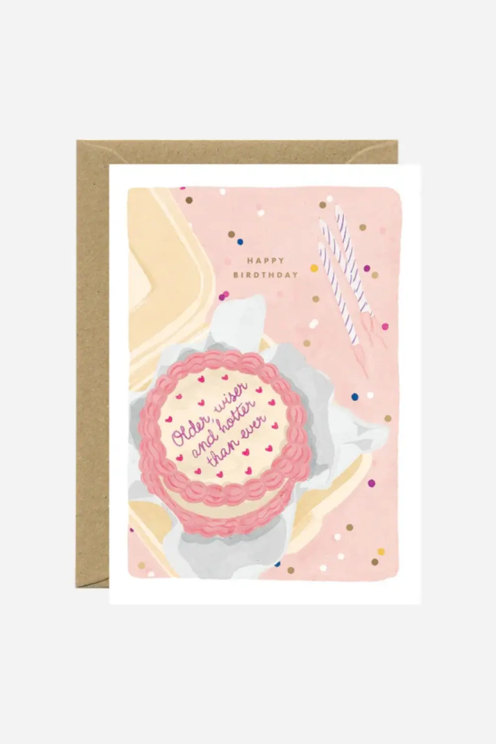Older Wiser Cake - Greeting Card - Gold Foil 1