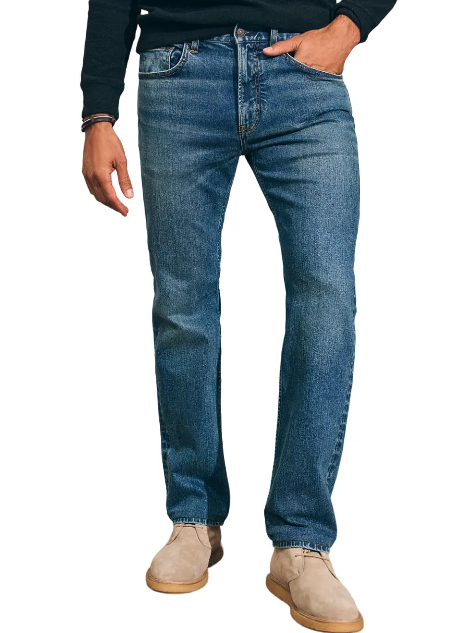 Faherty Organic Cotton Slim Straight Denim 32" In East Lake Wash 1