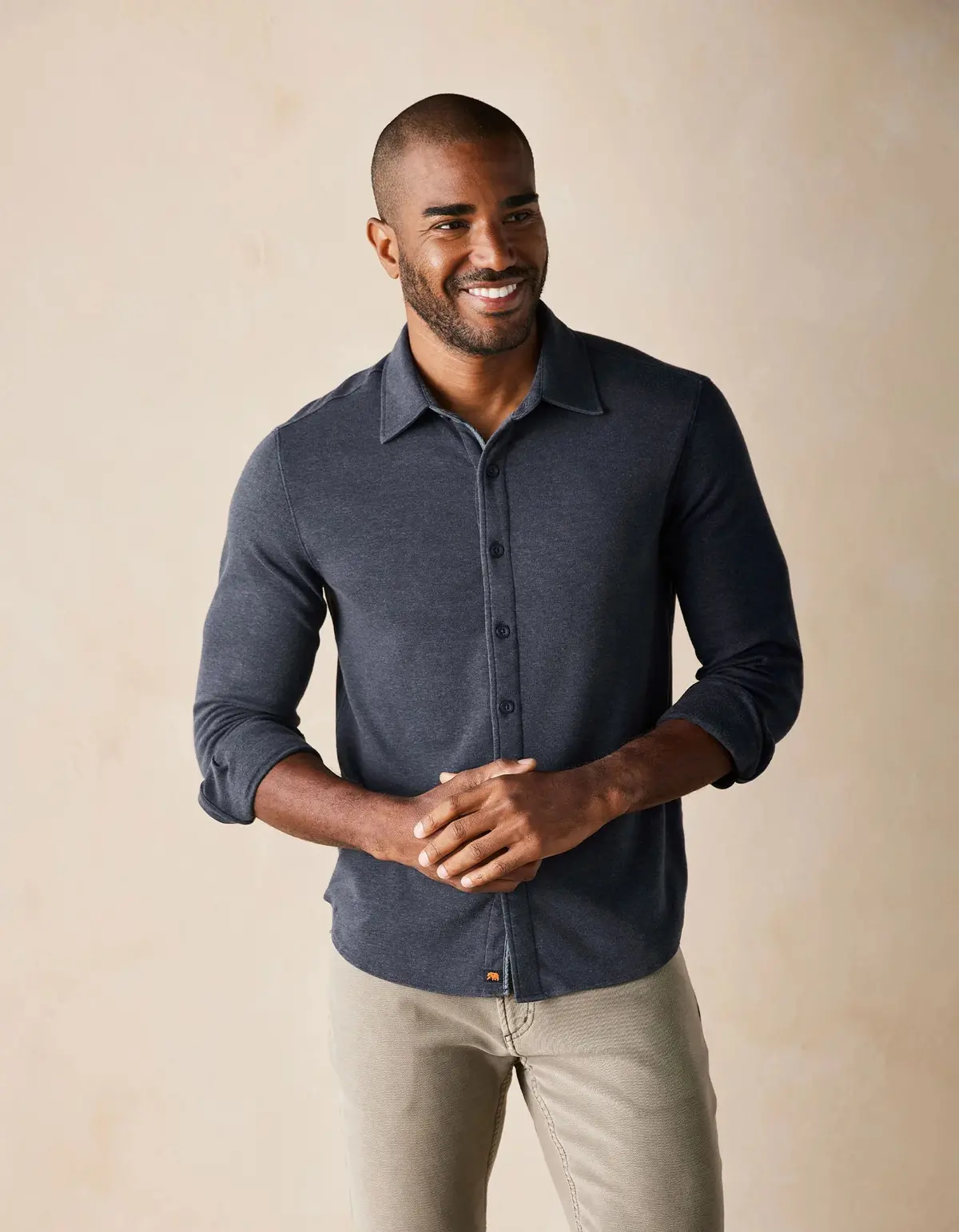 The Normal Brand Puremeso Acid Wash Long-Sleeve Button-Up In Navy 1