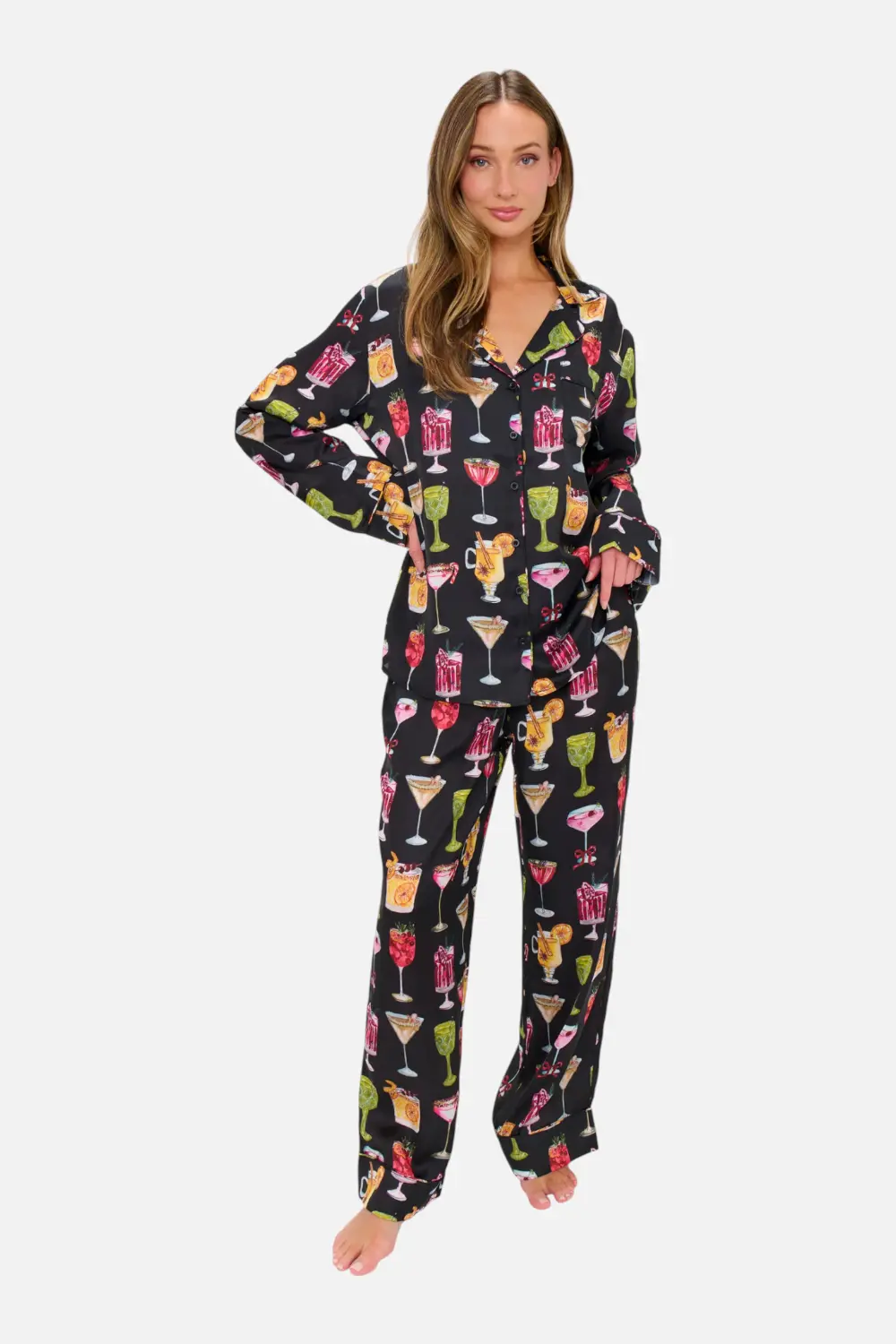 Show Me Your Mumu Classic Pj Set In Holiday Cocktails Silky 1