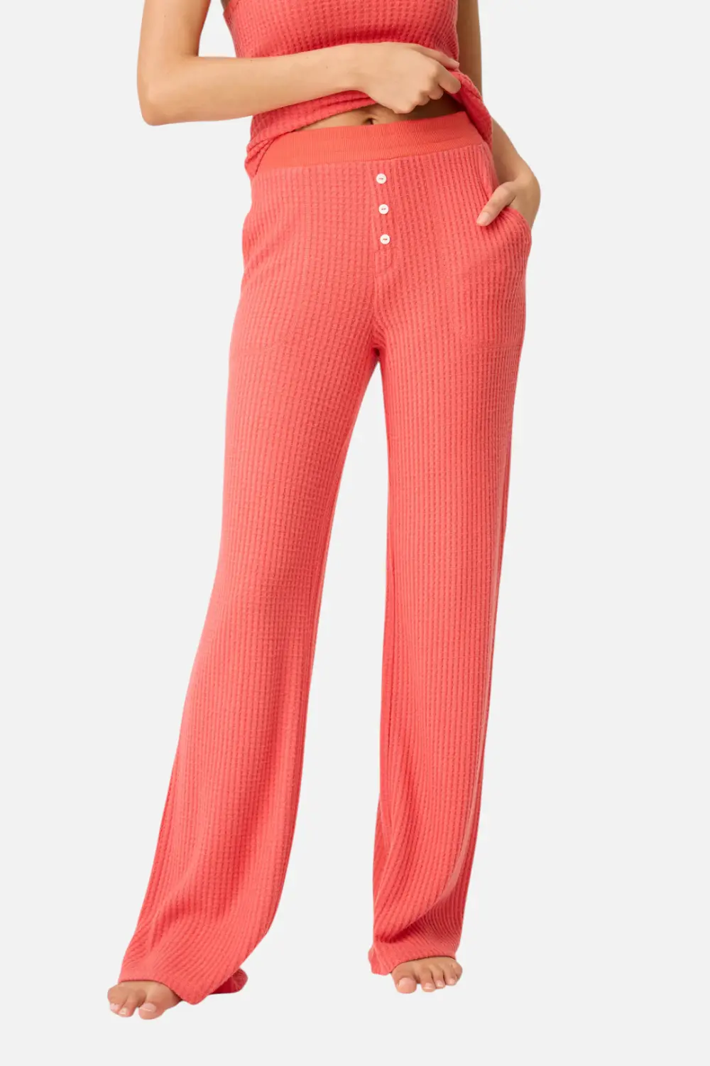 Pj Salvage Morning Waffles Pant In Scarlet Red 1