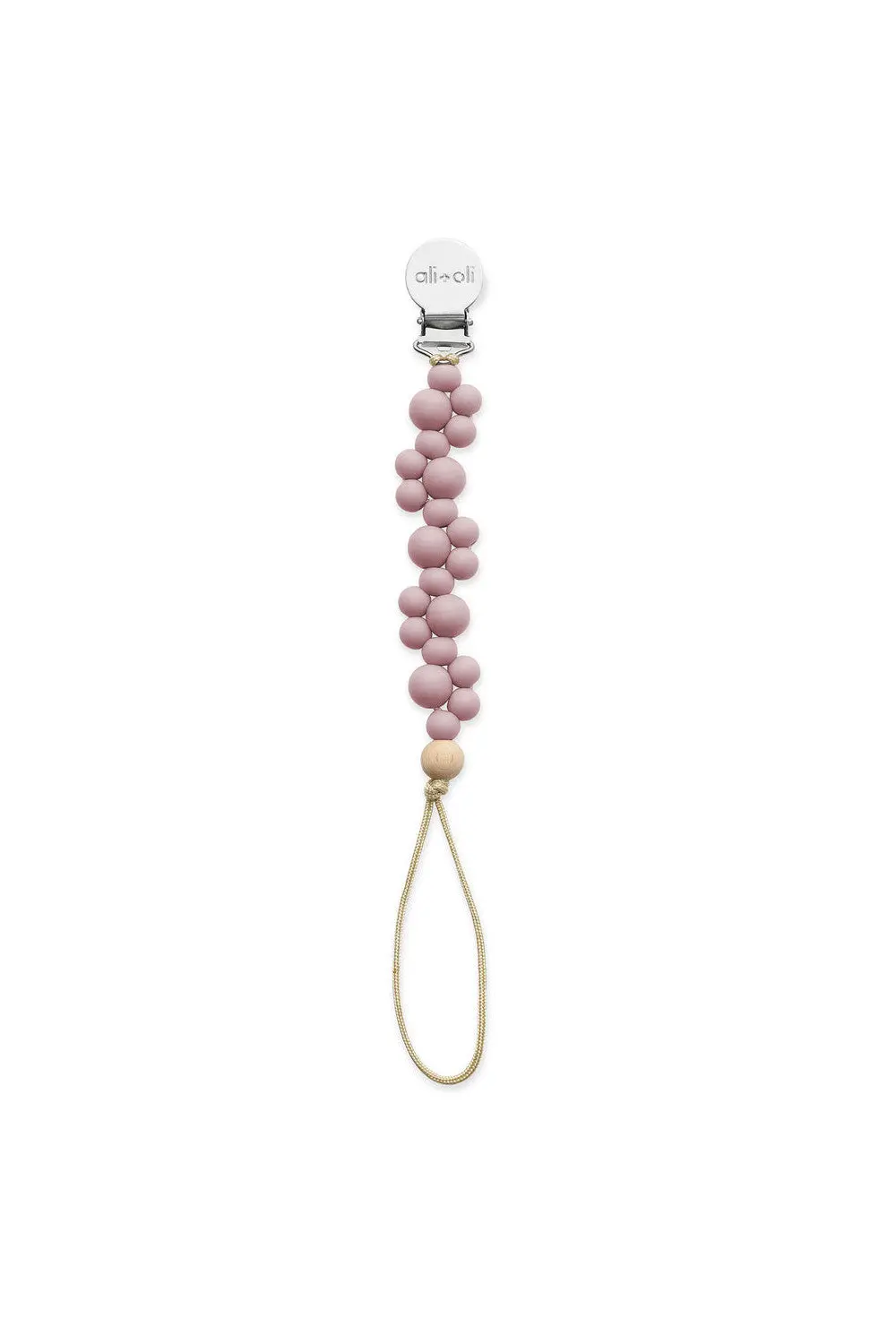 Ali + Oli Pacifier Clip Bubbles In Mauve 1