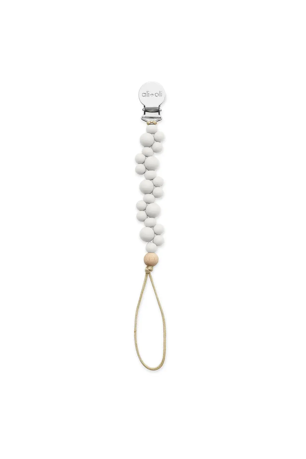 Ali + Oli Pacifier Clip Bubbles In Pure White 1