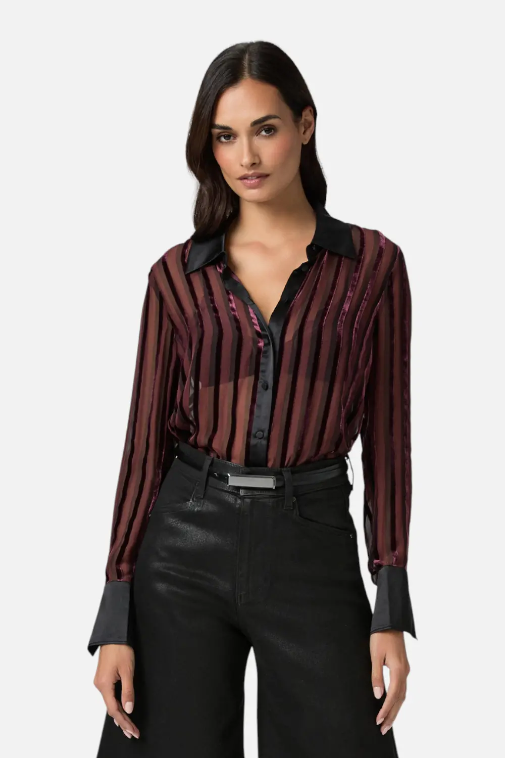 Paige Mazzy Shirt In Aubergine/Black Slik 1