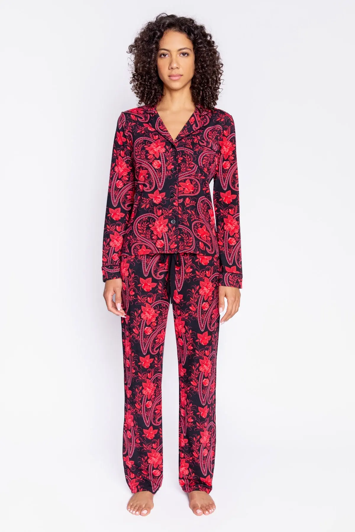 Paisley Nights Pj Set In Black 1