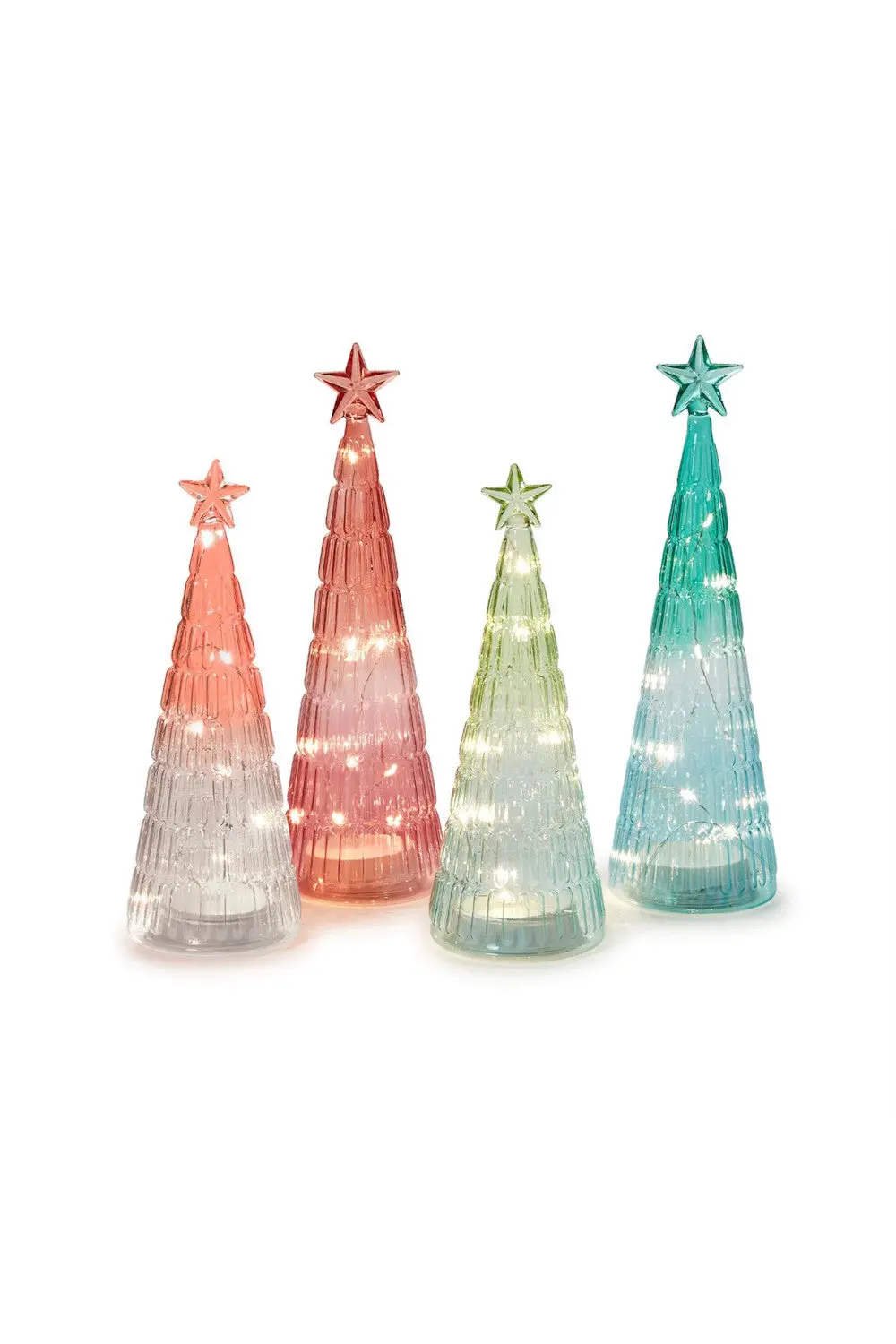 Pastel Ombre Holiday Trees With Light Up Function - Set Of 4 1