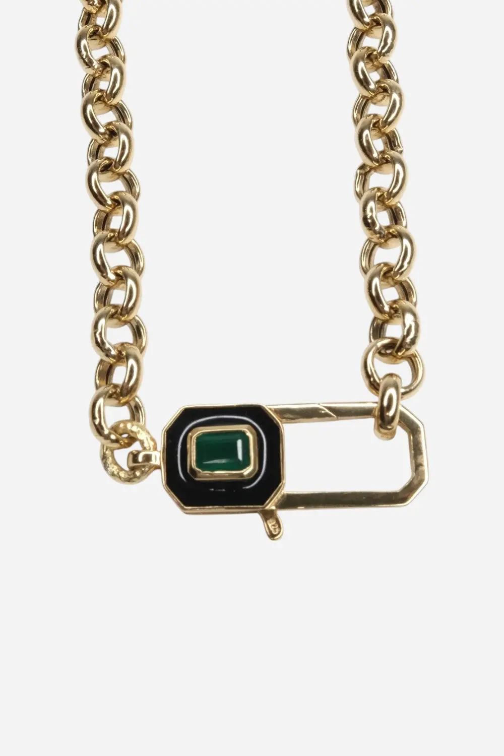 Paula Rosen Big Belinda Enamel Necklace In Black/Green 1