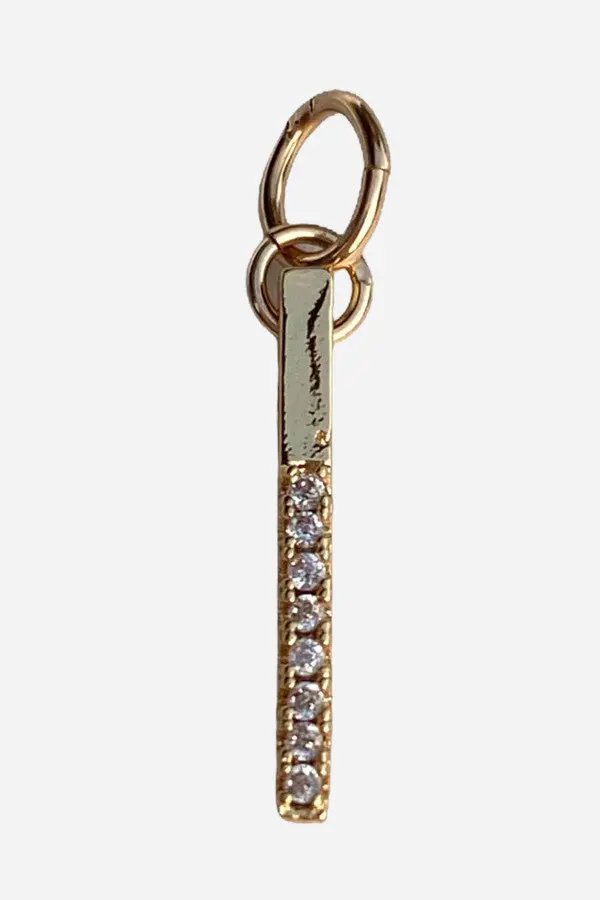 Farrah B Pave Bar Charm Gold 1