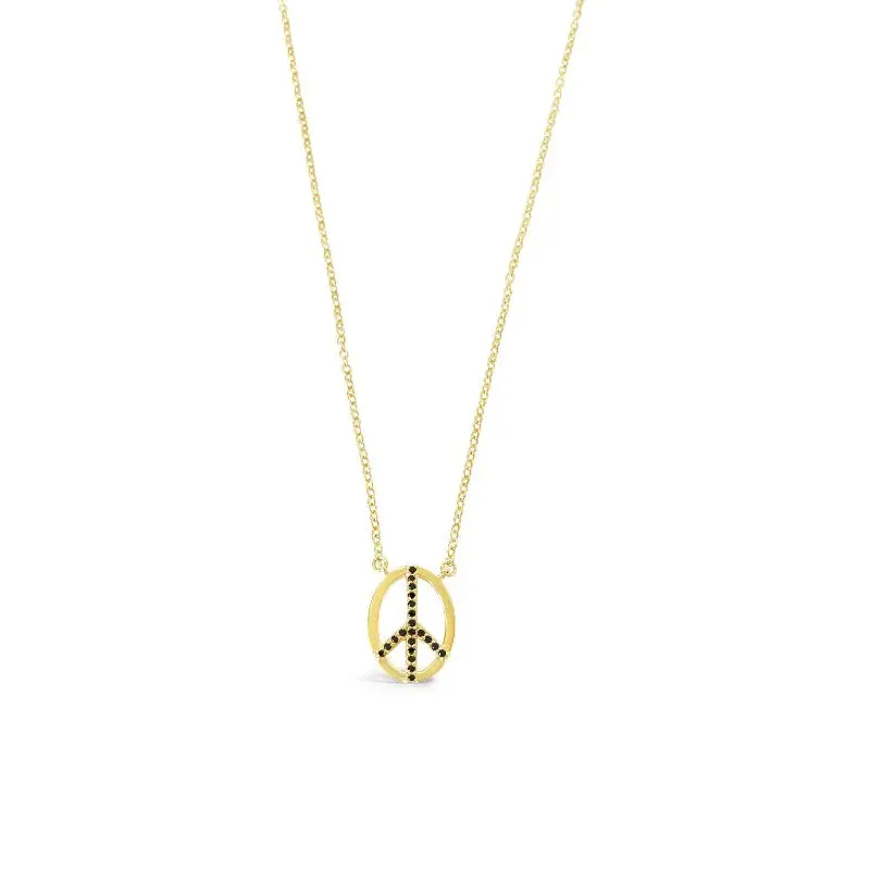 Peace Necklace Gold/Black Spinel 1