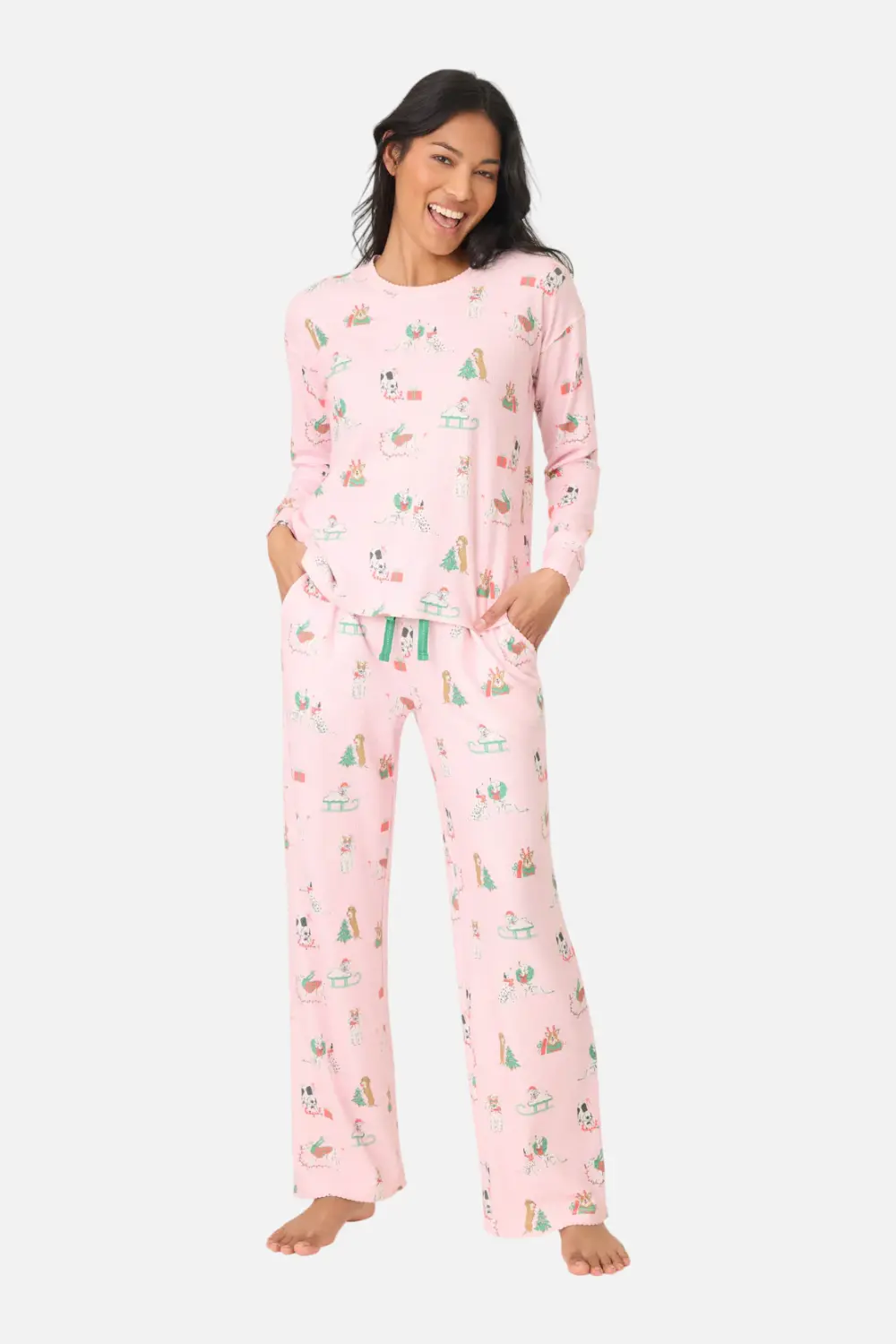Pj Salvage Peace & Pawlidays Dog Print Top In Pink 1