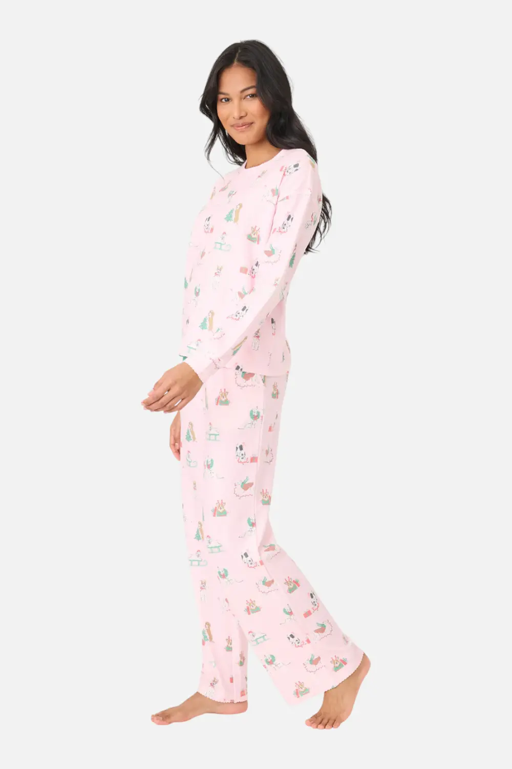 Pj Salvage Peace & Pawlidays Dog Print Top In Pink 1