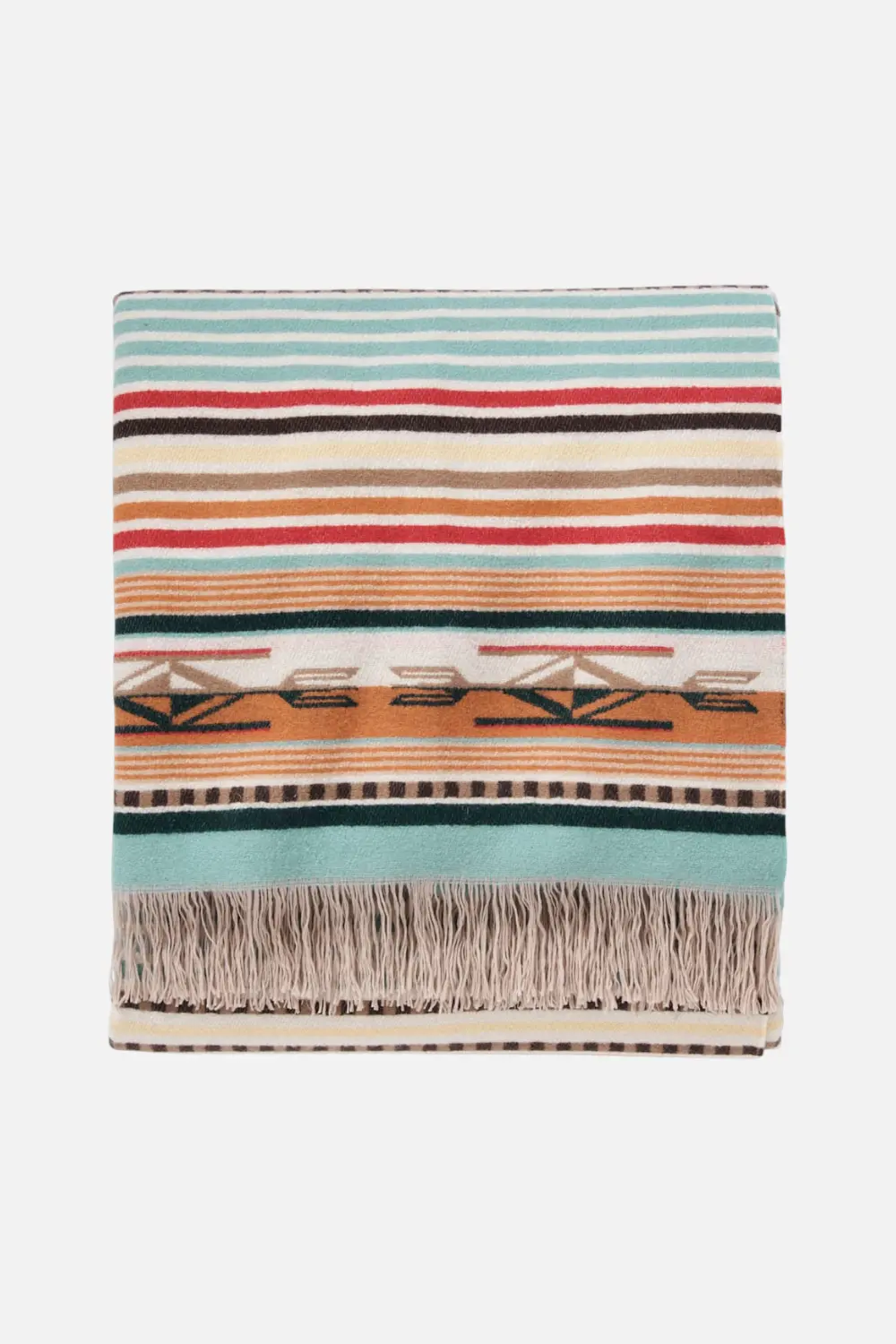 Pendleton Woolen Mills Chimayo Throw In Coral And Aqua Stripe 1