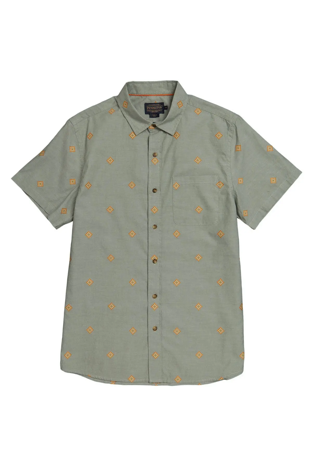 Pendleton Woolen Mills Carson Short Sleeve Chambray Shirt In Kelp Green 1