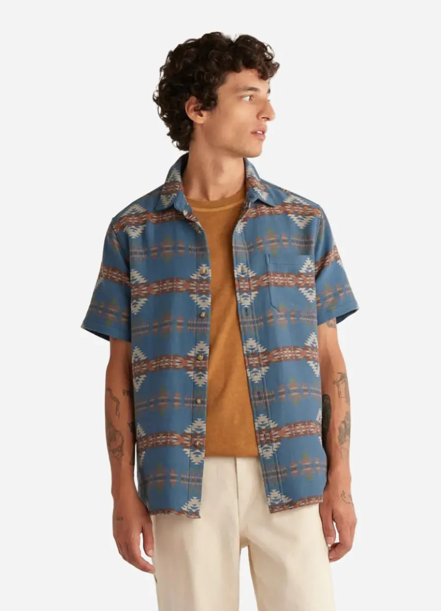 Pendleton Woolen Mills Gateway Short Sleeve Shirt In Rancho Arroyo Blue 1