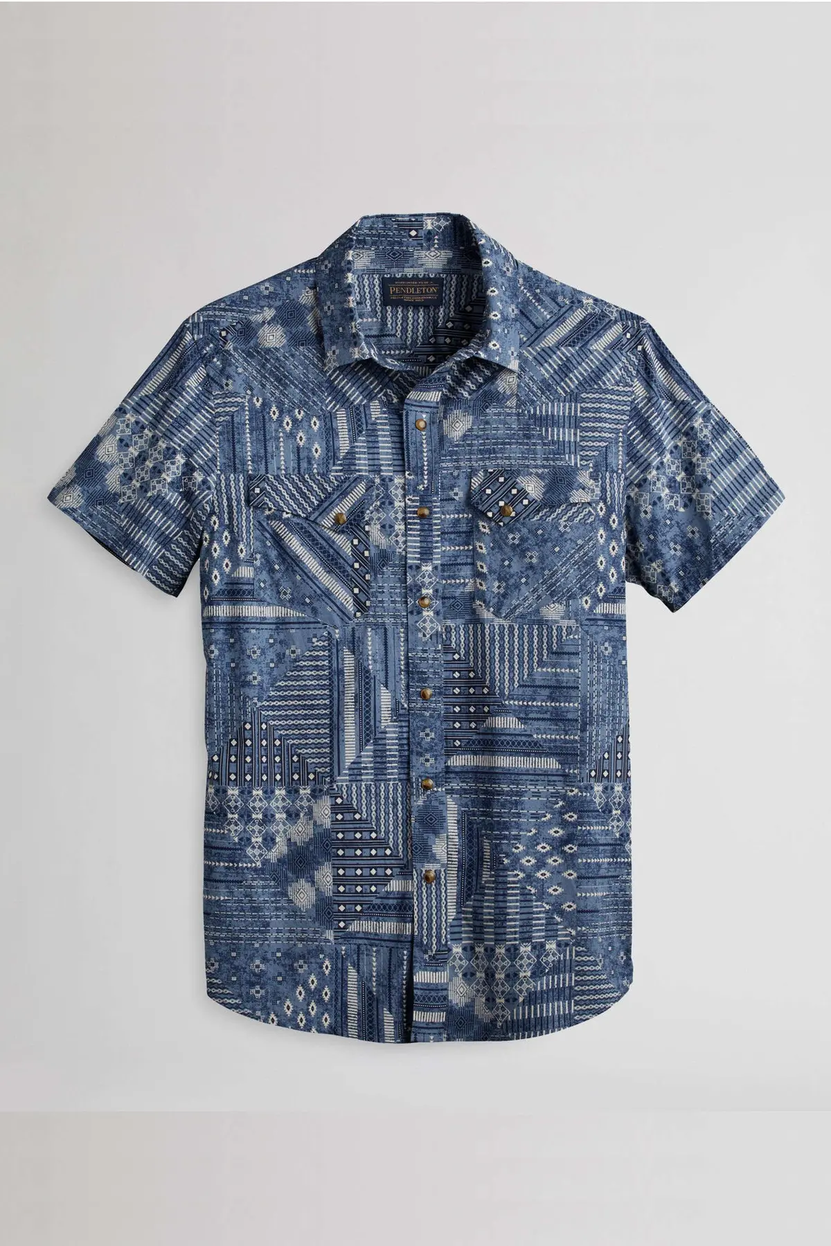 Pendleton Woolen Mills Laramie Short Sleeve Snap Front Shirt In Blue Bandana 1