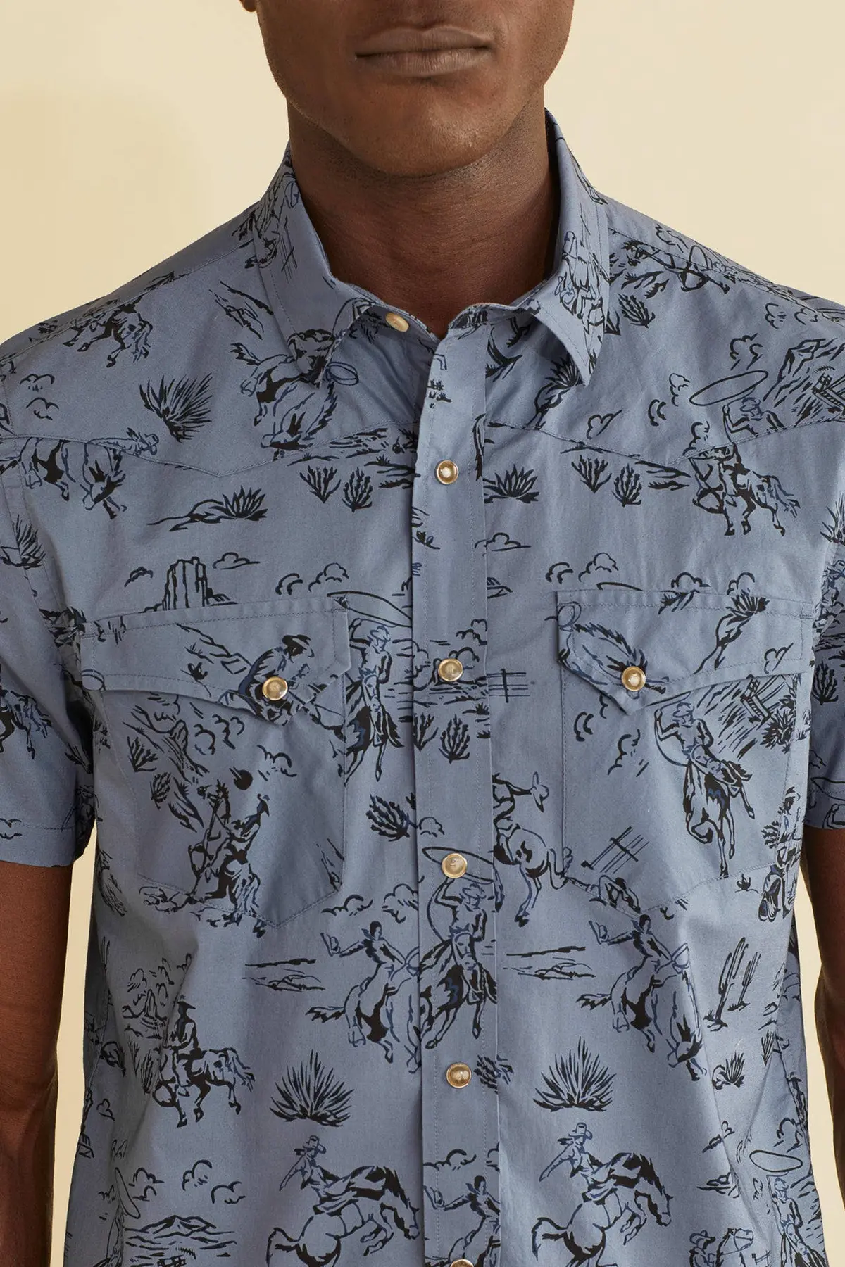 Pendleton Woolen Mills Laramie Short Sleeve Snap Front Shirt In Blue Lariat 1
