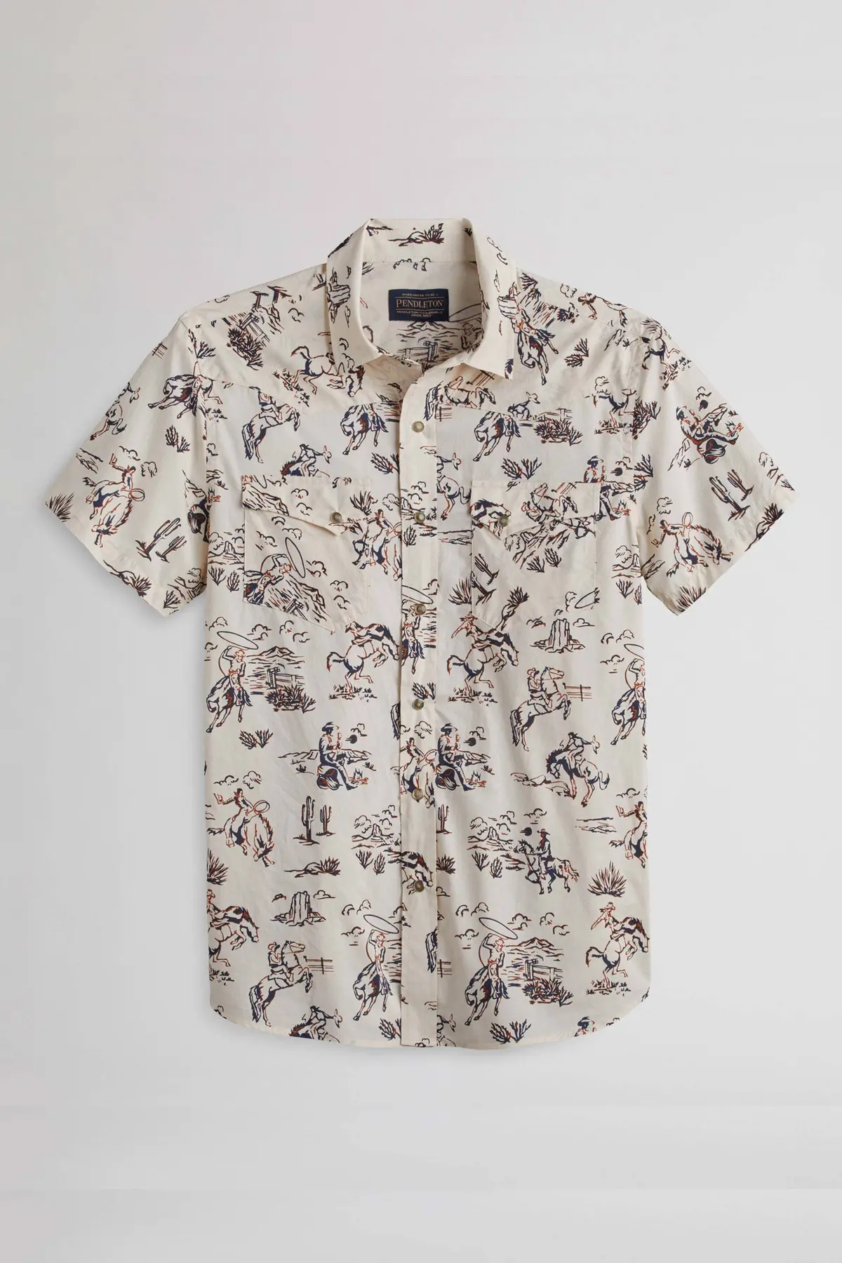 Pendleton Woolen Mills Laramie Short Sleeve Snap Front Shirt In Ivory Lariat 1
