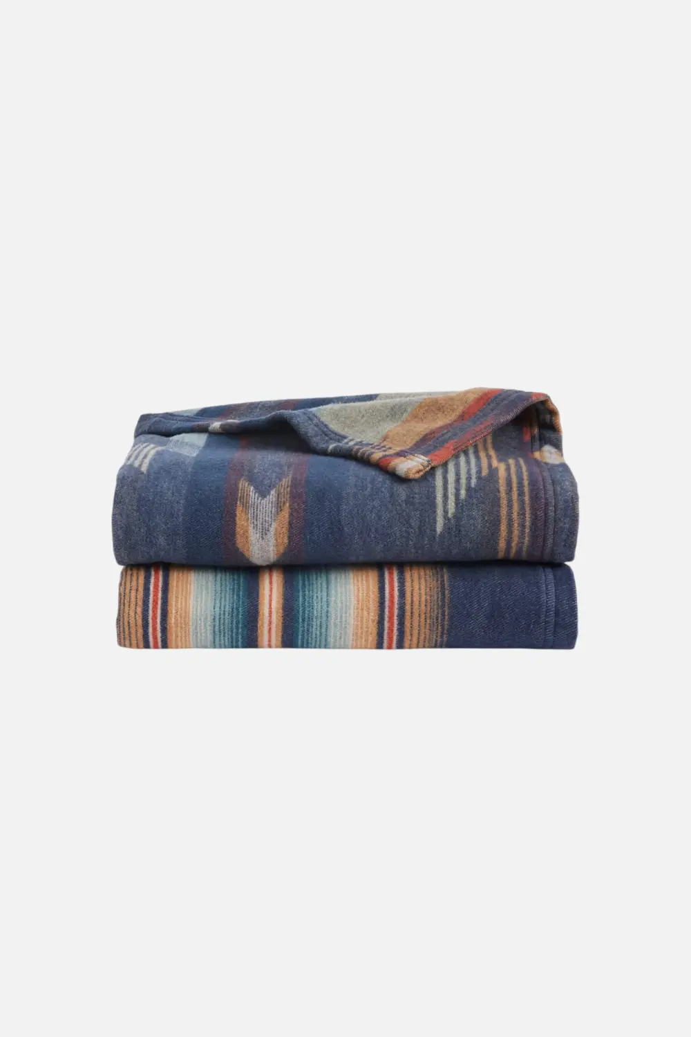 Pendleton Woolen Mills Wyeth Falls Stripe Organic Cotton Throw Gift Pack In Denim 1