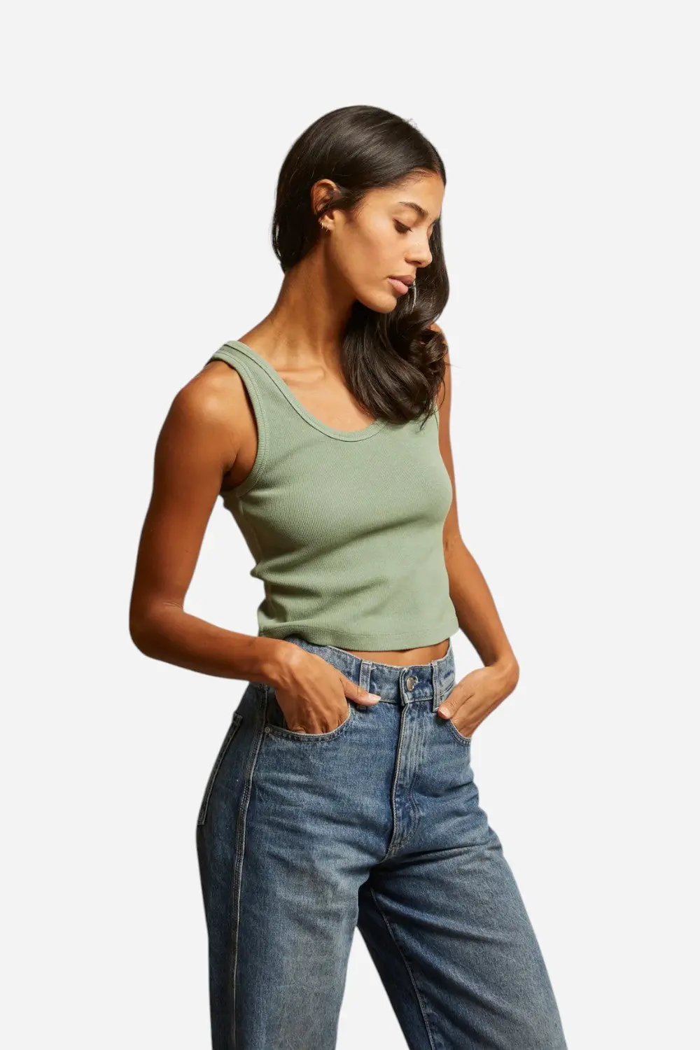 Perfect White Tee Blondie Tank In Aloe 1