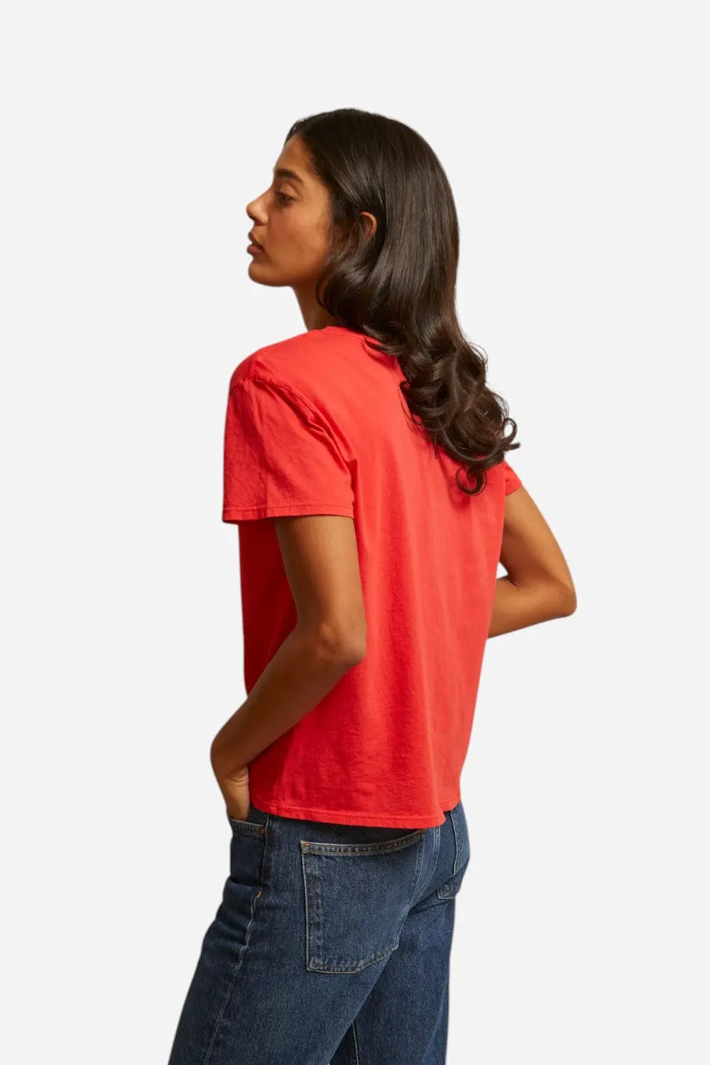 Perfect White Tee Harley Cotton Boxy Crew Tee In Poppy Red 4