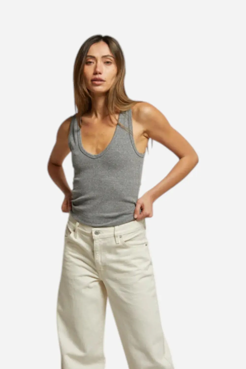 Perfect White Tee Maria Tank In Dark Heather Grey 1