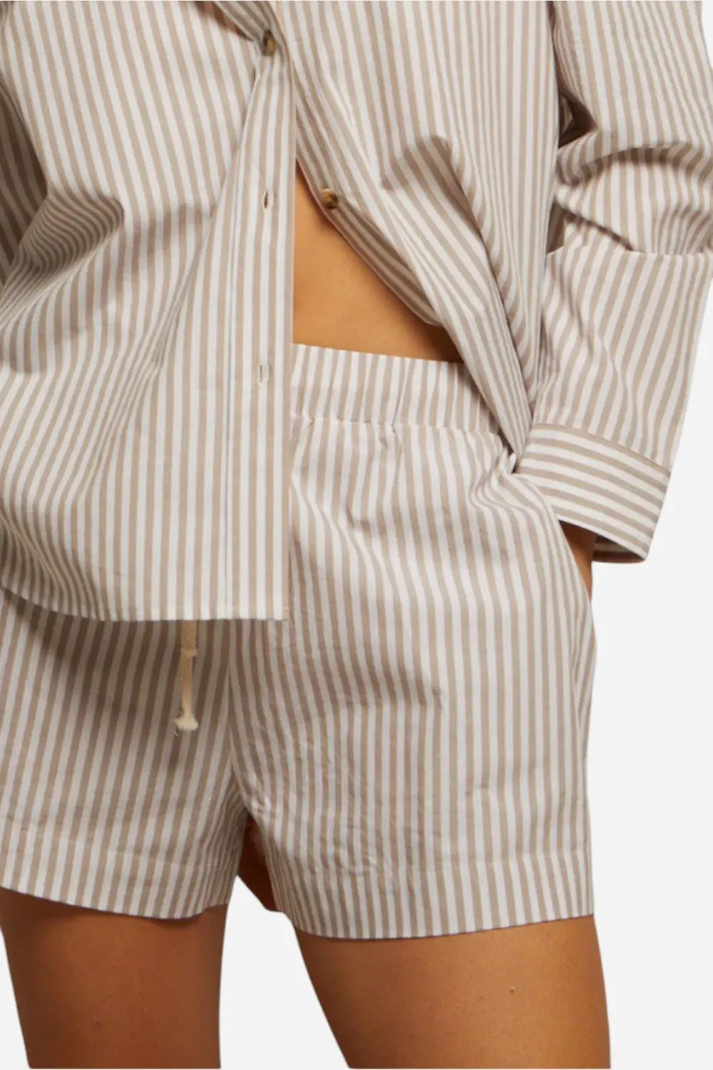 Perfect White Tee Riley In Putty Stripe 1