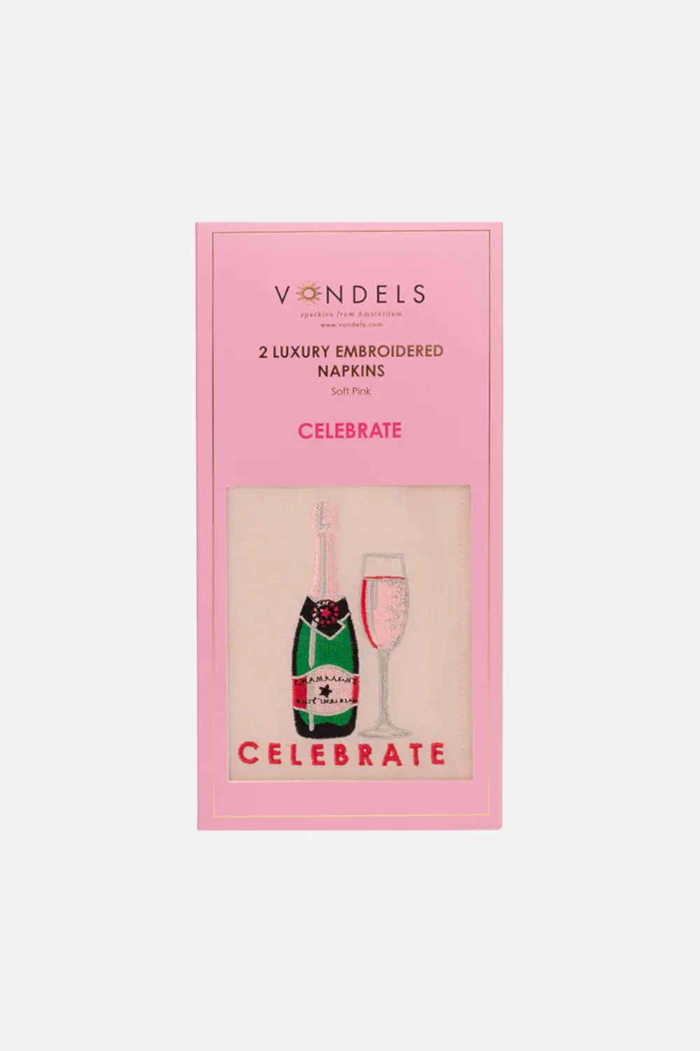 Pink Celebrate Embroidered Napkins Set Of 2 1