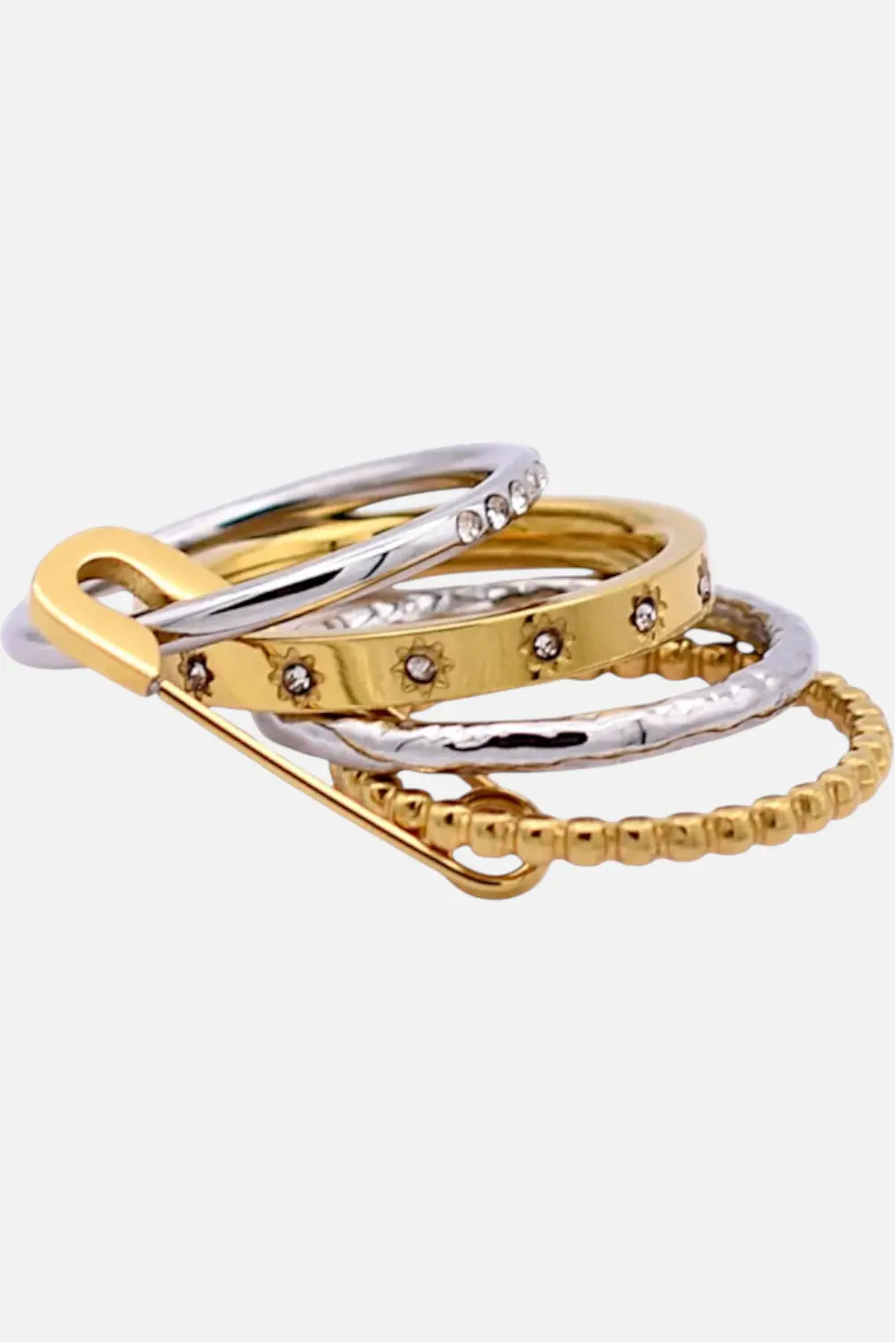 Farrah B Pin Stack Ring In Mixed Metals 1