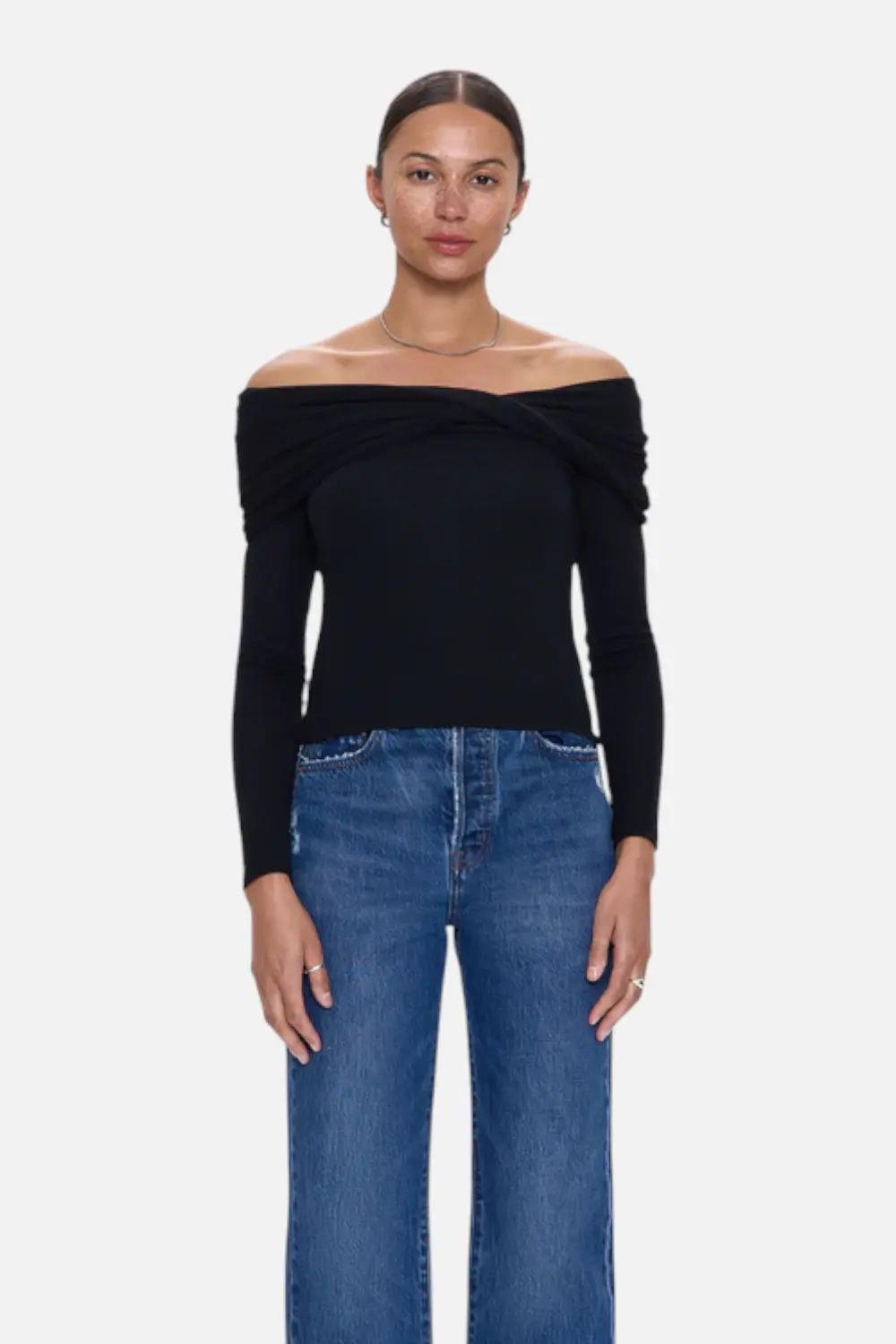 Pistola Lyra Off The Shoulder Top In Noir 1