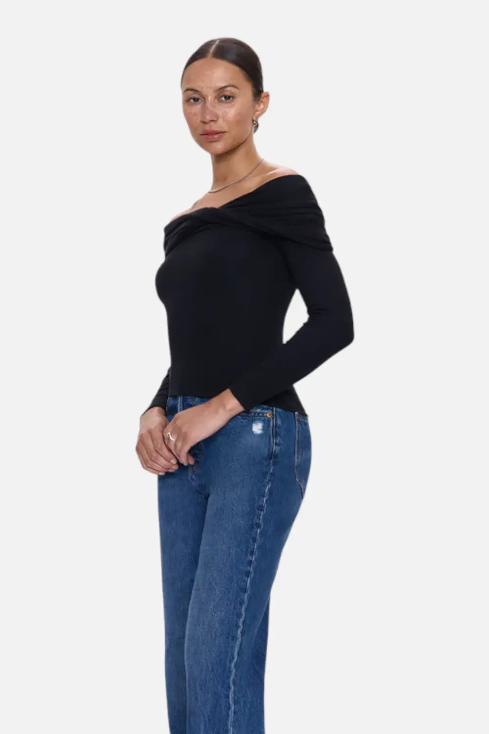 Pistola Lyra Off The Shoulder Top In Noir 2