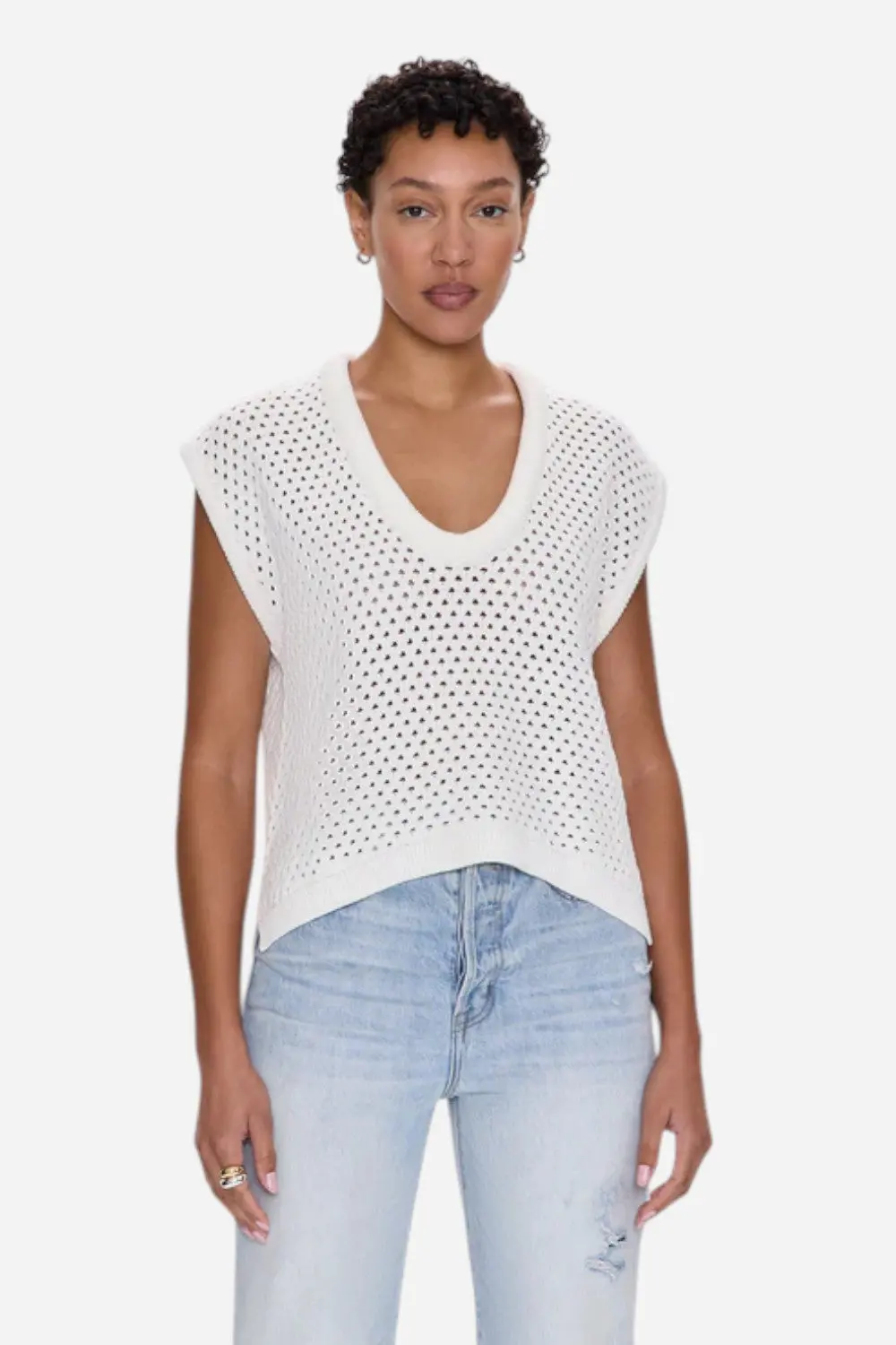 Pistola Beck Open Knit Cropped Sweater - Le Blanc 1