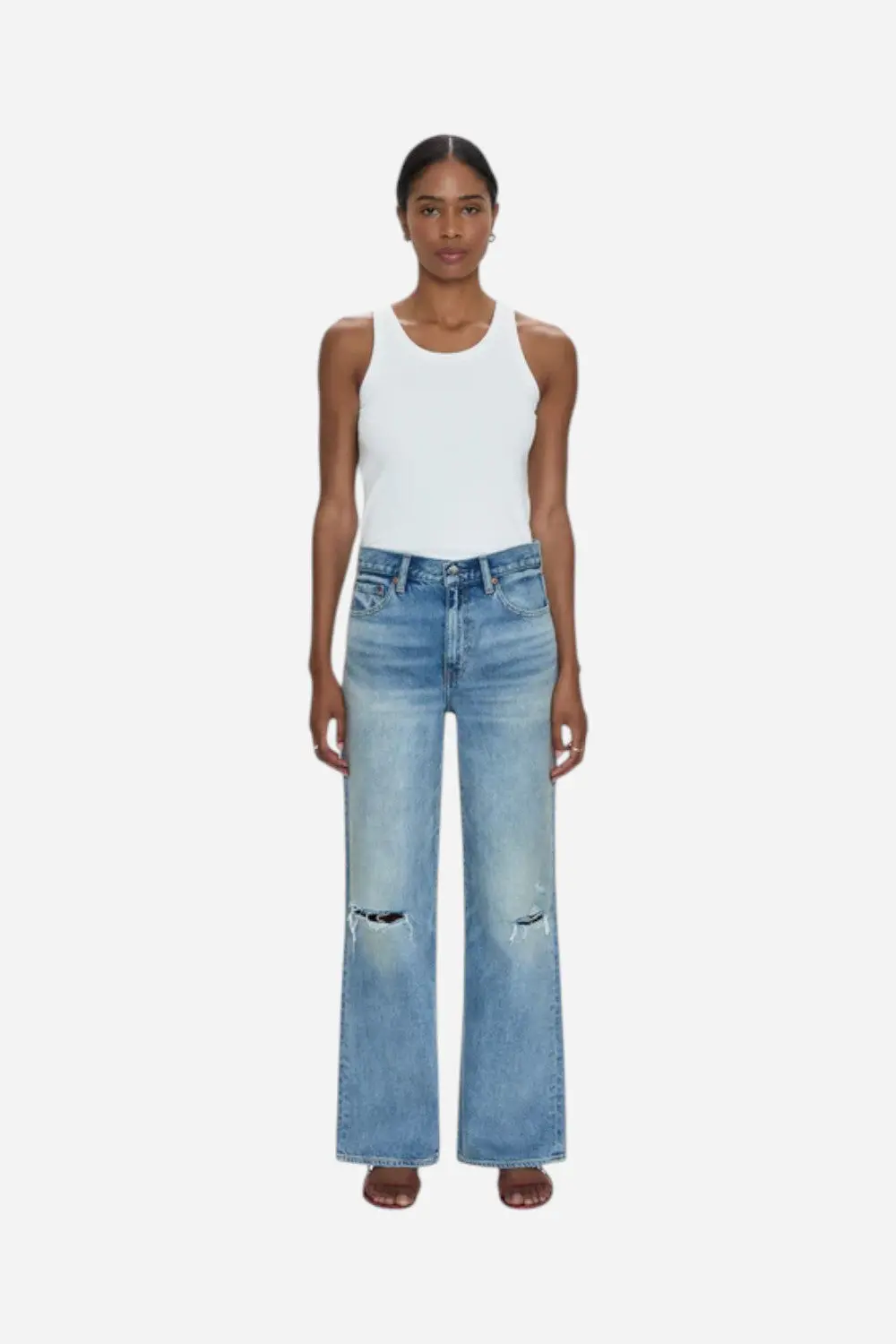 Pistola Hendrix High Rise Relaxed Jean - Apprentice Distressed 4