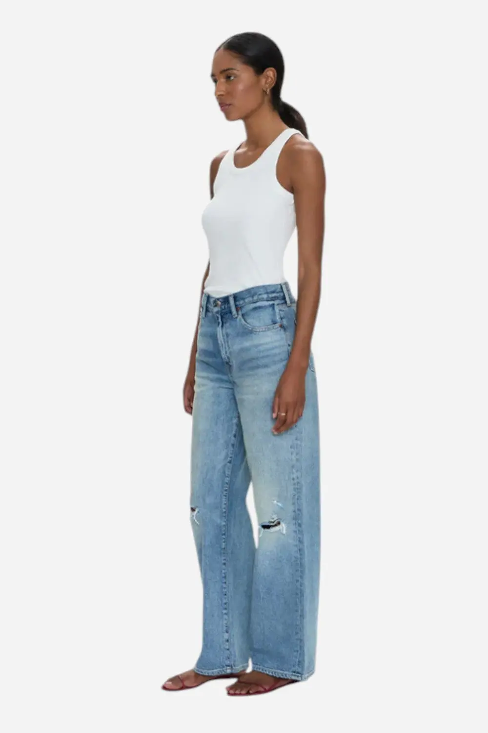 Pistola Hendrix High Rise Relaxed Jean - Apprentice Distressed 5