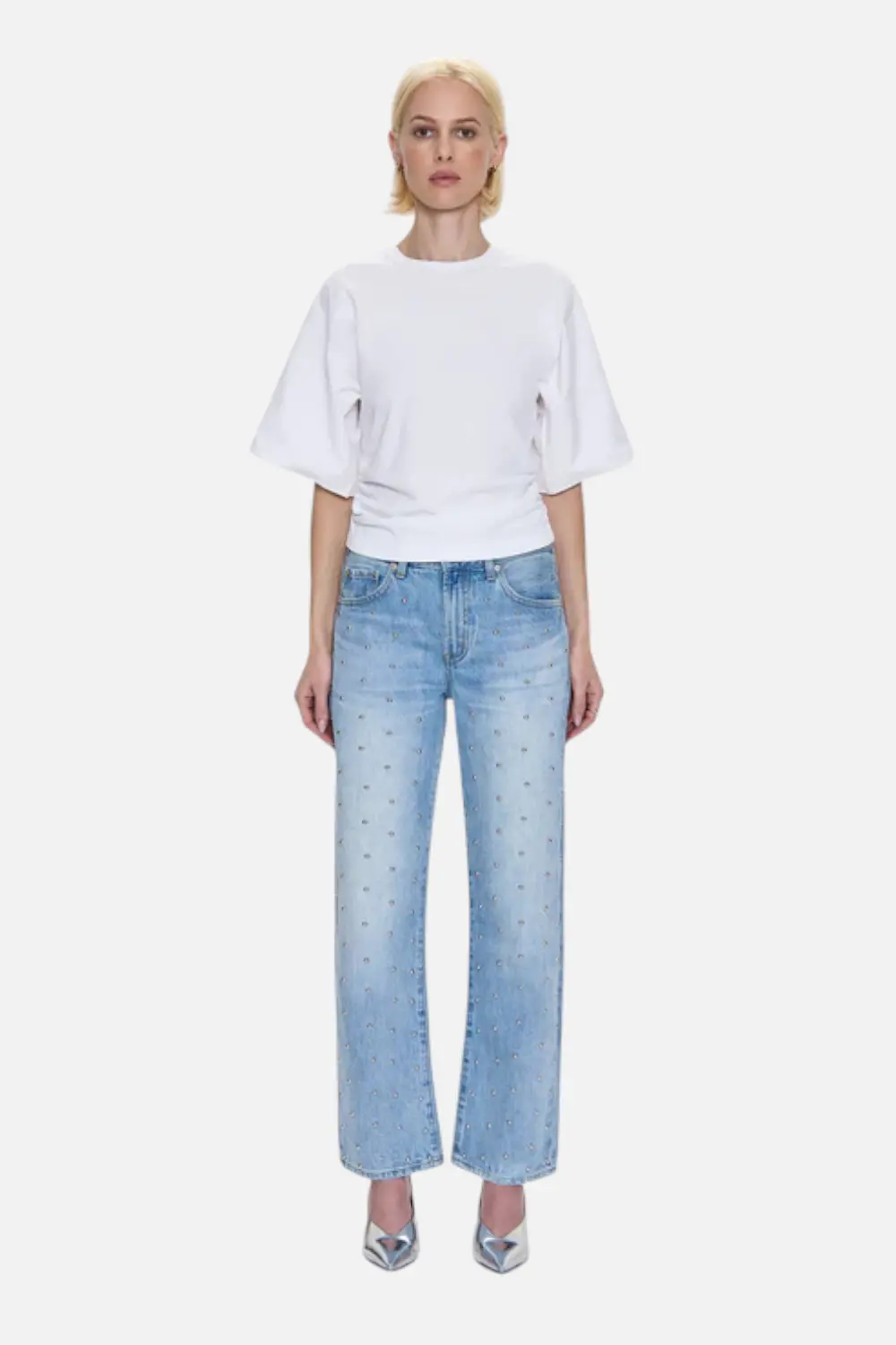 Pistola Lexi Mid Rise Bowed Straight Jean In Aries 1
