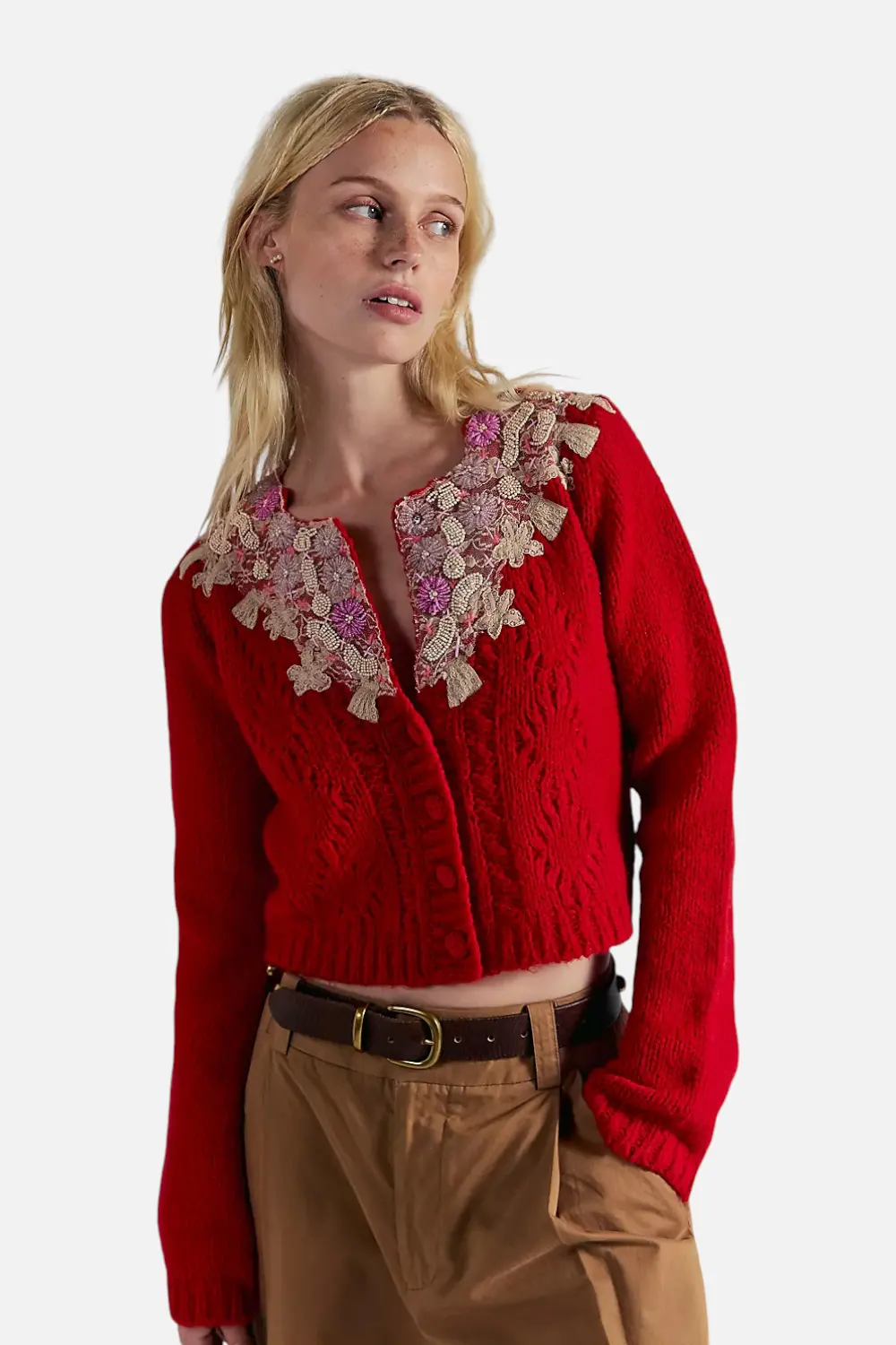 Free People Pixie Cardi In Red 1