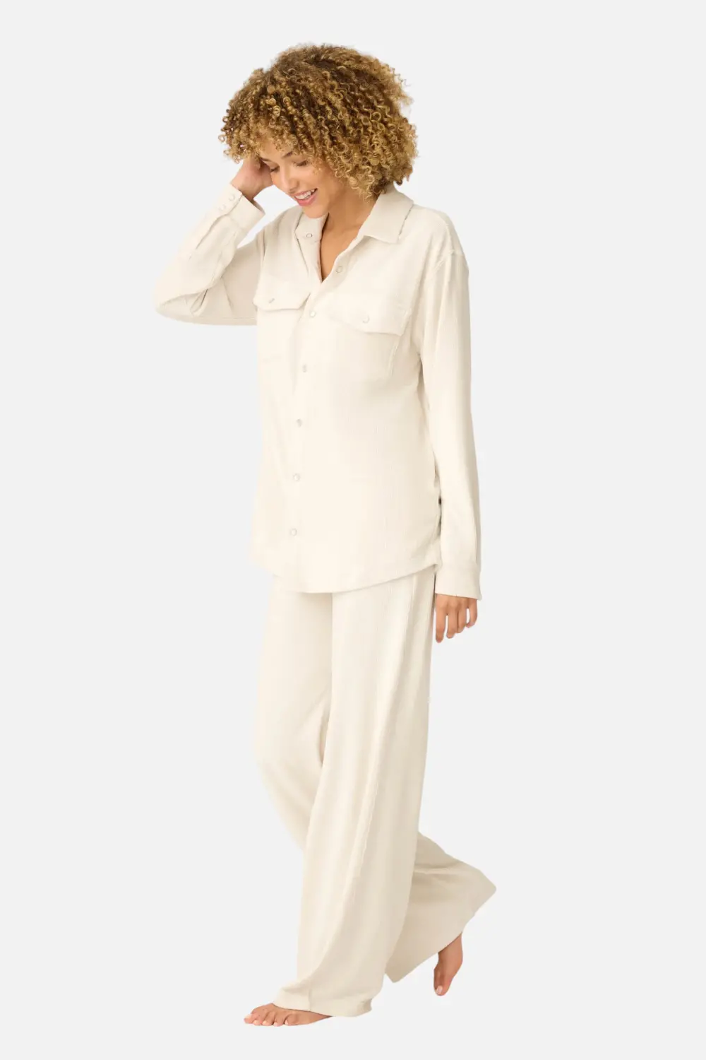 Pj Salvage Craving Corduroy Long Sleeve Top In Natural 1