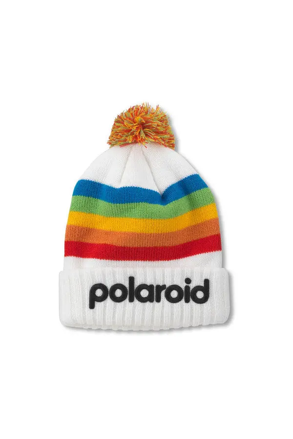 American Needle Polaroid Pillow Line Knit Beanie In White 1