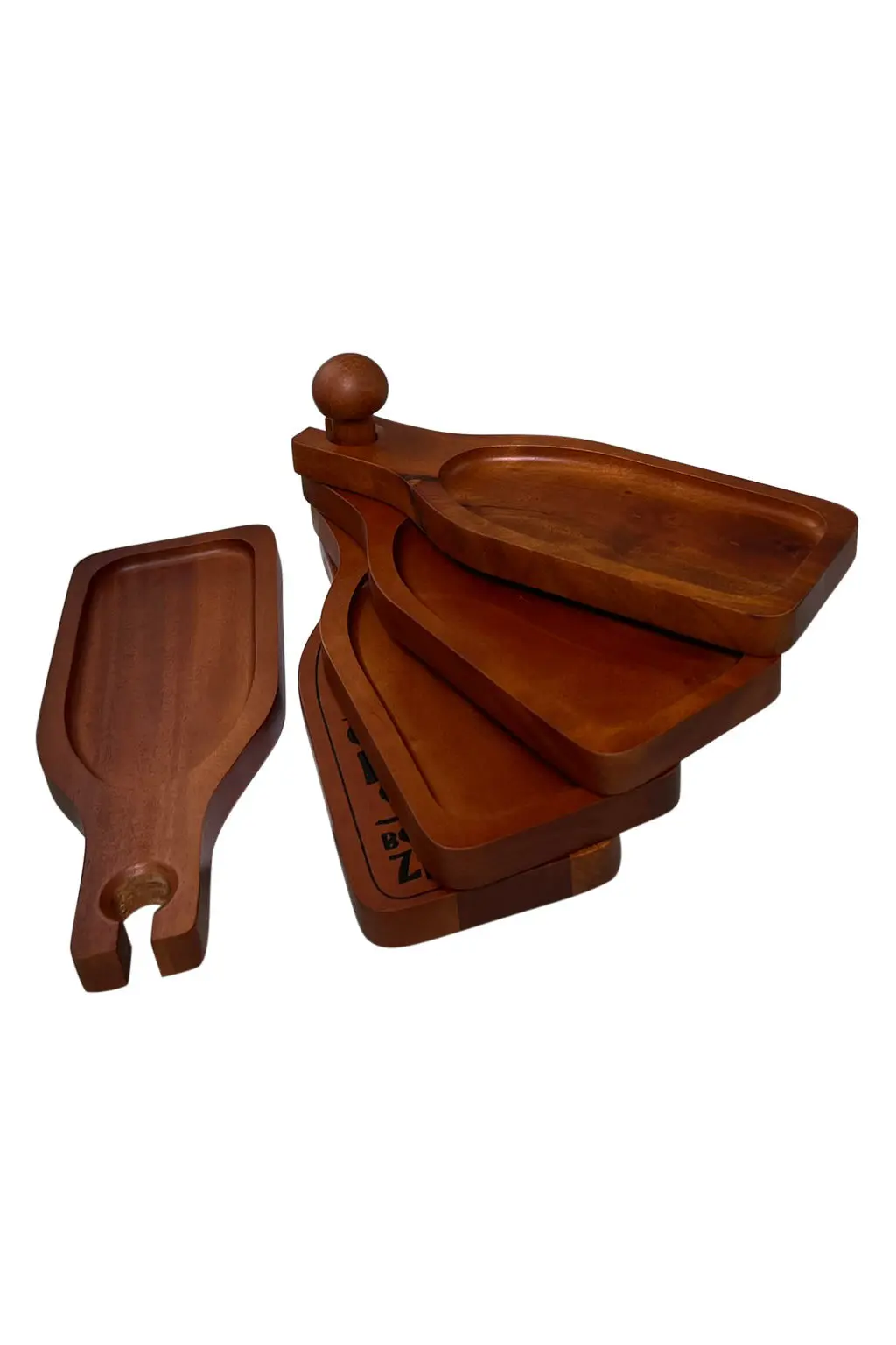 Primeware 5 Tier Wine Bottle Cambridge Mahogany Wood Appetizer Tray 1