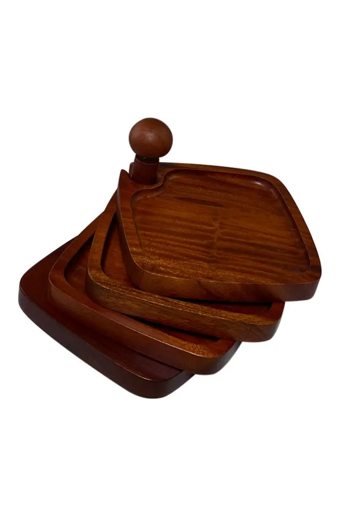 Primeware 5 Tier Square Cambridge Mahogany Wood Appetizer Tray 1